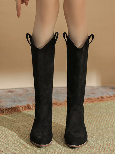 Suede Thick High Heel Boots
