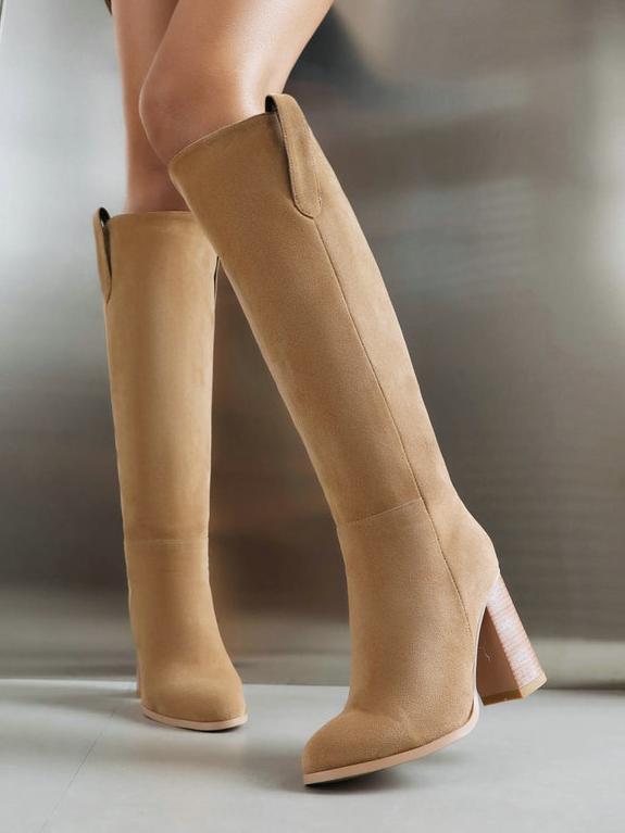 Suede Thick High Heel Boots