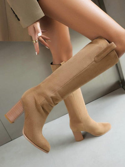 Suede Thick High Heel Boots