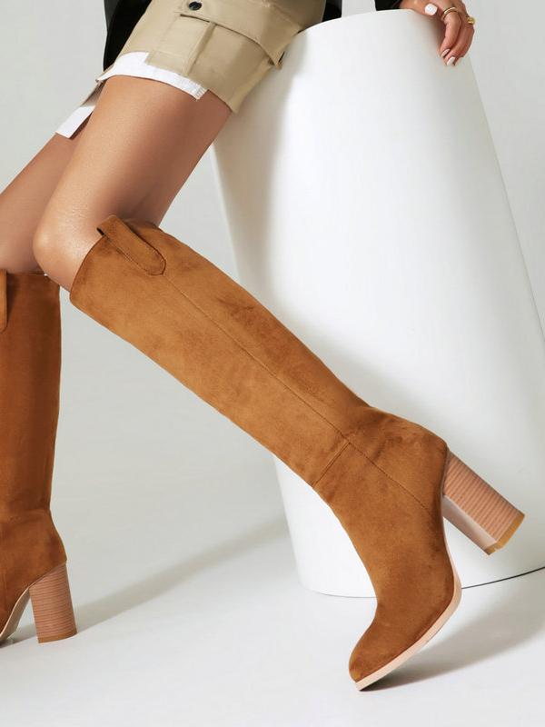 Suede Thick High Heel Boots