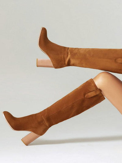 Suede Thick High Heel Boots
