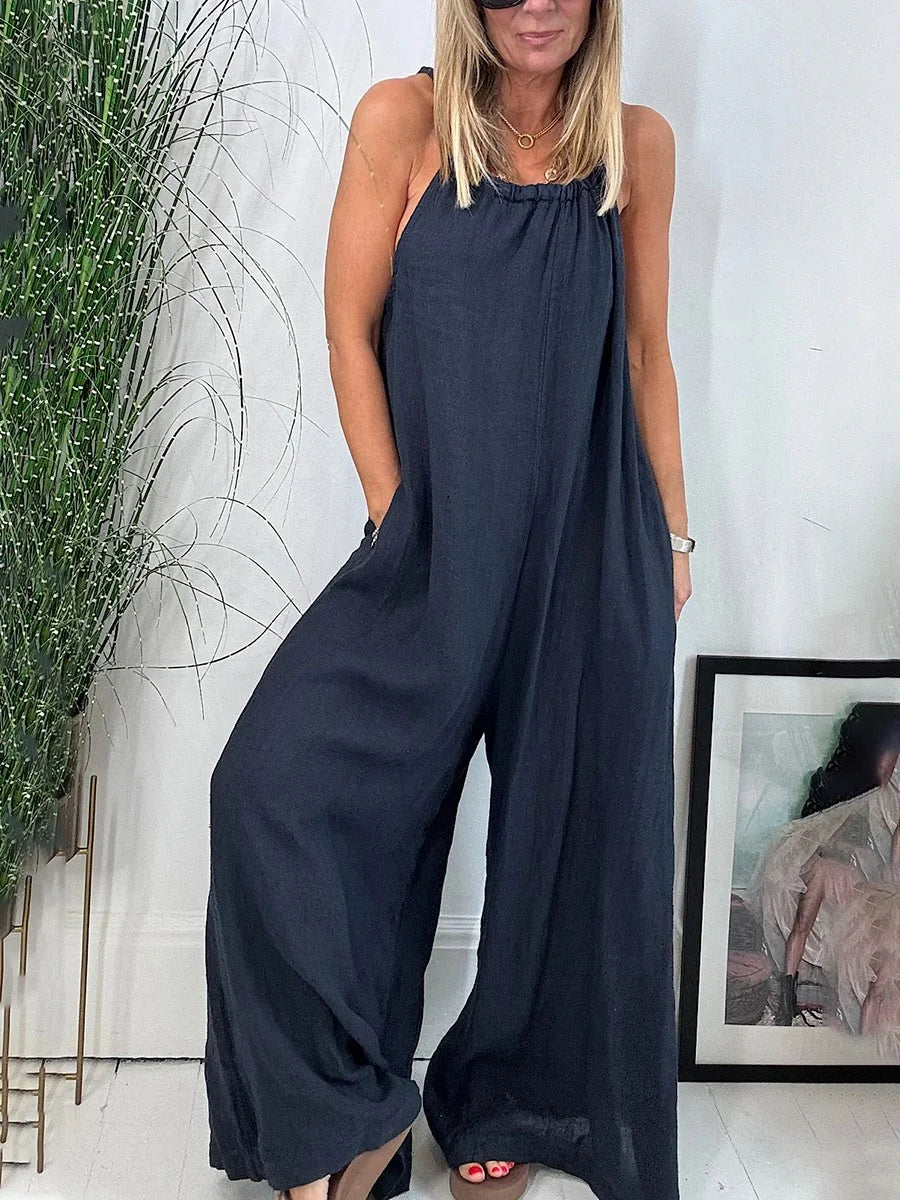 Aloura™ Cotton and linen casual jumpsuit
