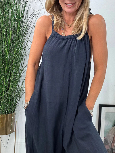Aloura™ Cotton and linen casual jumpsuit