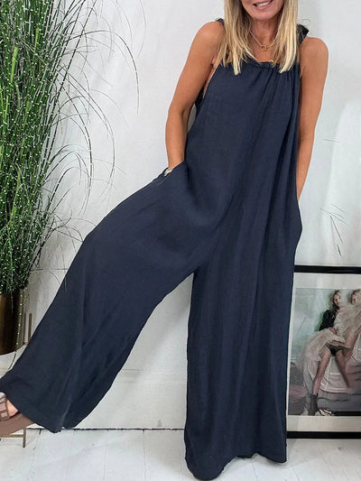 Aloura™ Cotton and linen casual jumpsuit